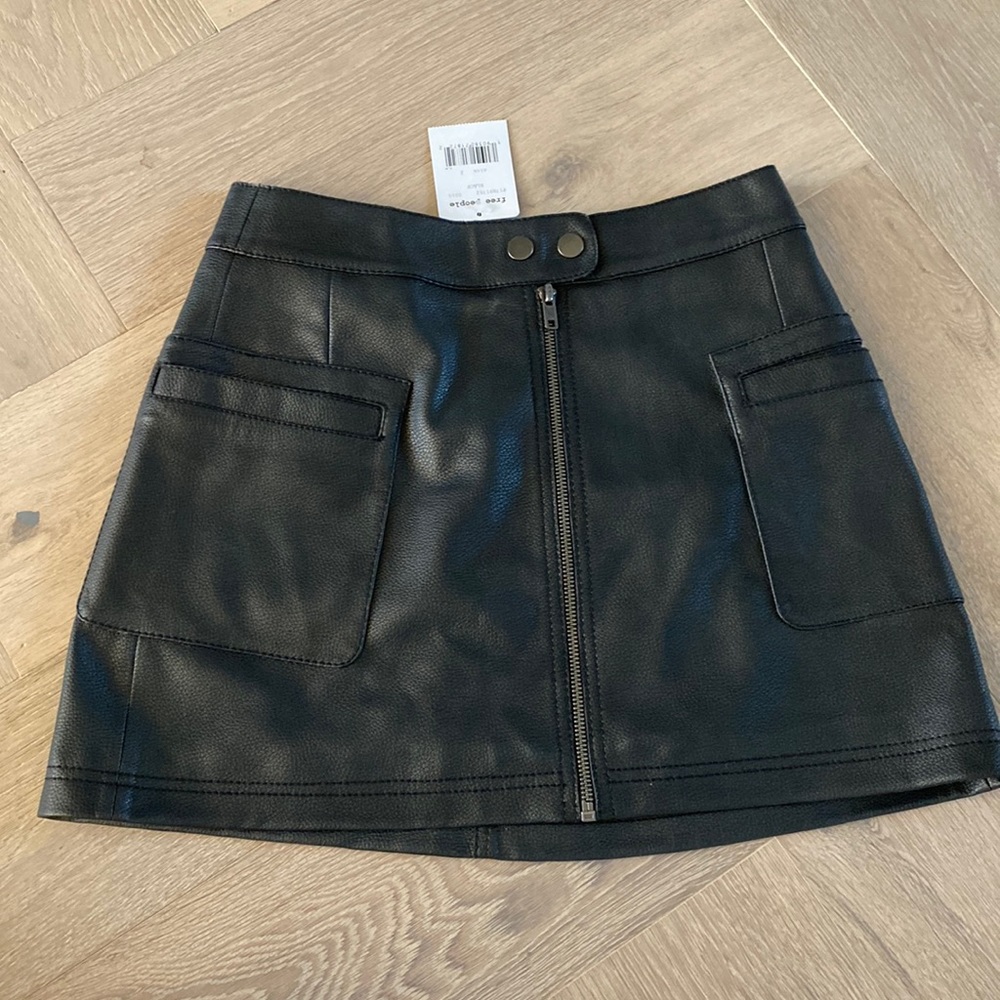 NWT Free People Womens High Waist Skirt Faux Leather Size 2